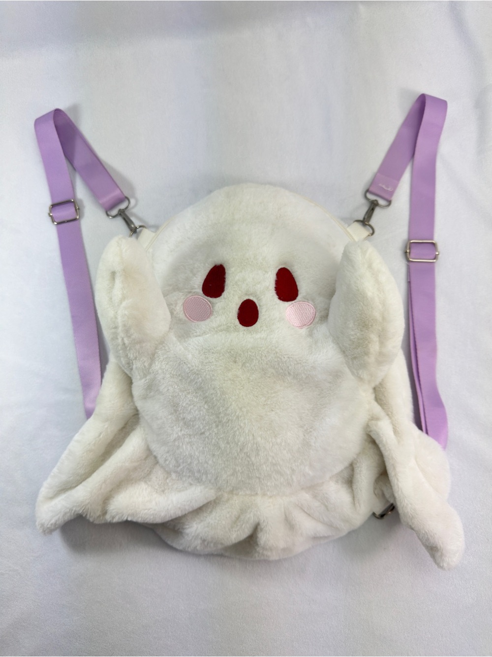 Ghost Backpack White Halloween Cute Cartoon Small Adjustable Kawaii Lavender
